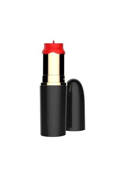 Stimolatore clitorideo a forma di rossetto con lingua