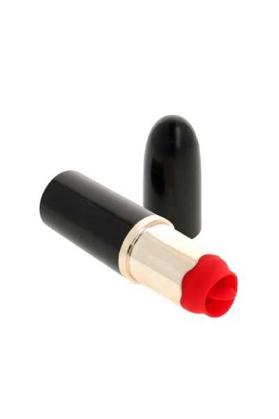 Stimolatore clitorideo a forma di rossetto con lingua