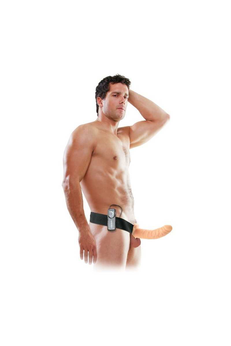 Strap on con vibratore cavo 19 cm Vibrating Hollow Strap on