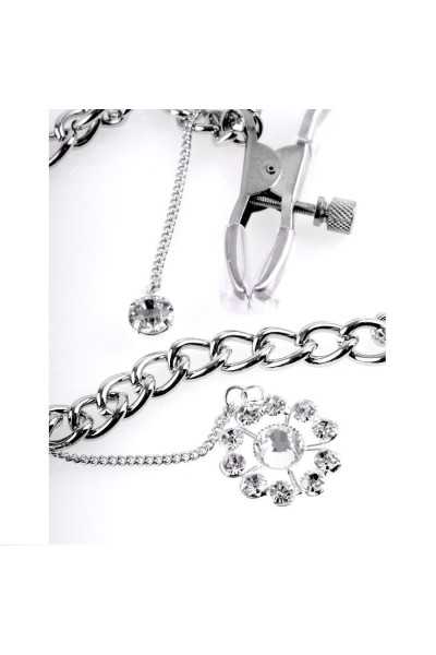 Pinze per capezzoli con catene Crystal Nipple Clamps