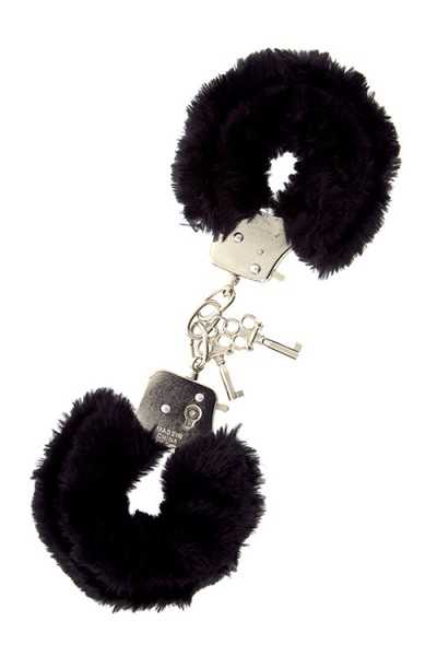 Manette in metallo con peluche nero