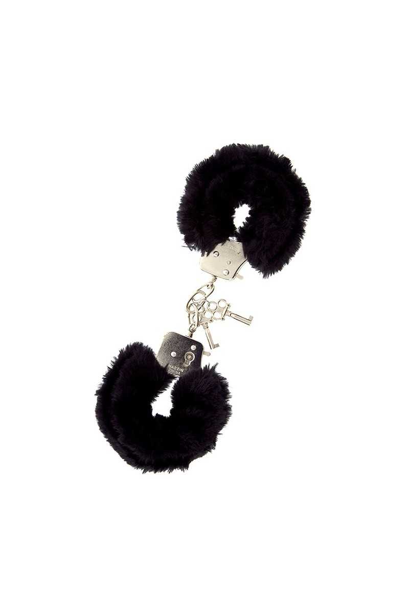 Manette in metallo con peluche nero