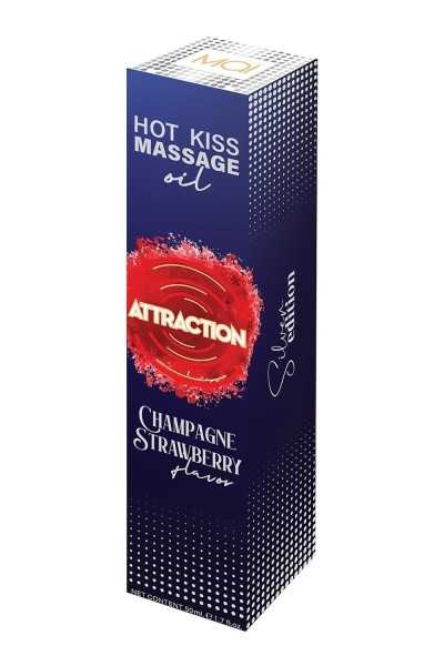 Olio da massaggio Hot Kiss  gusto di fragola e champagne 50 ml