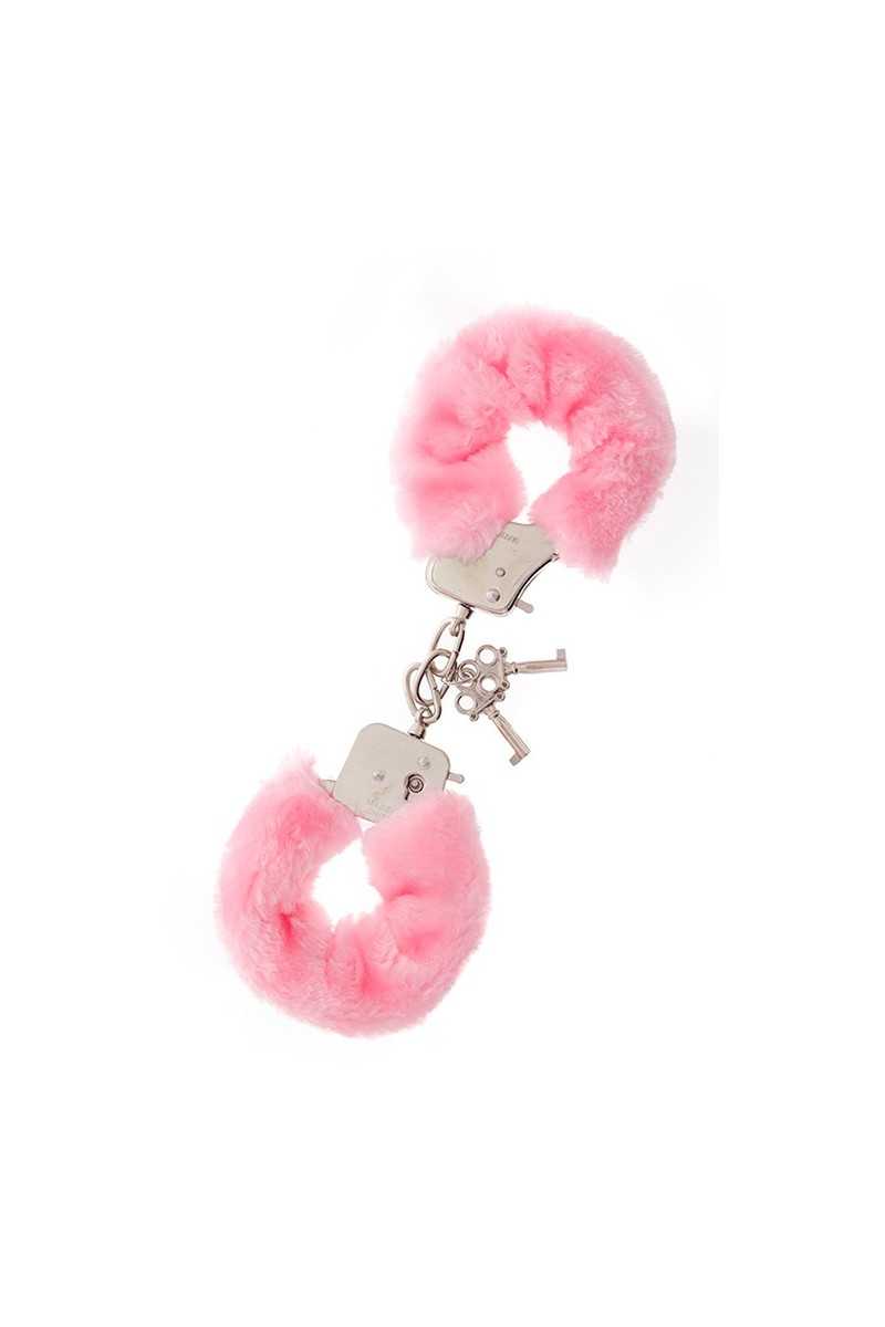 Manette in metallo con peluche rosa