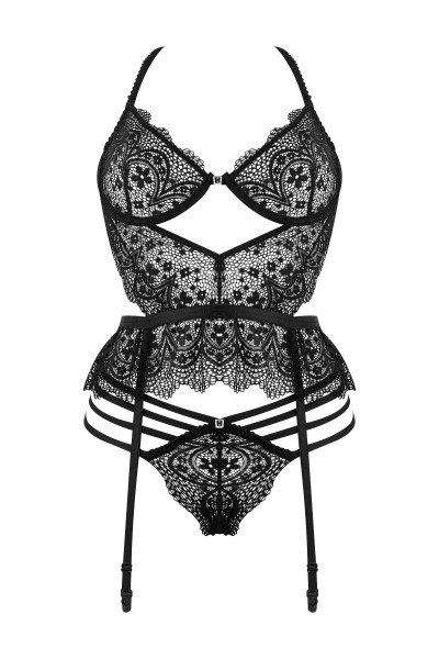 Set guepiere in pizzo e perizoma Lace Temptation