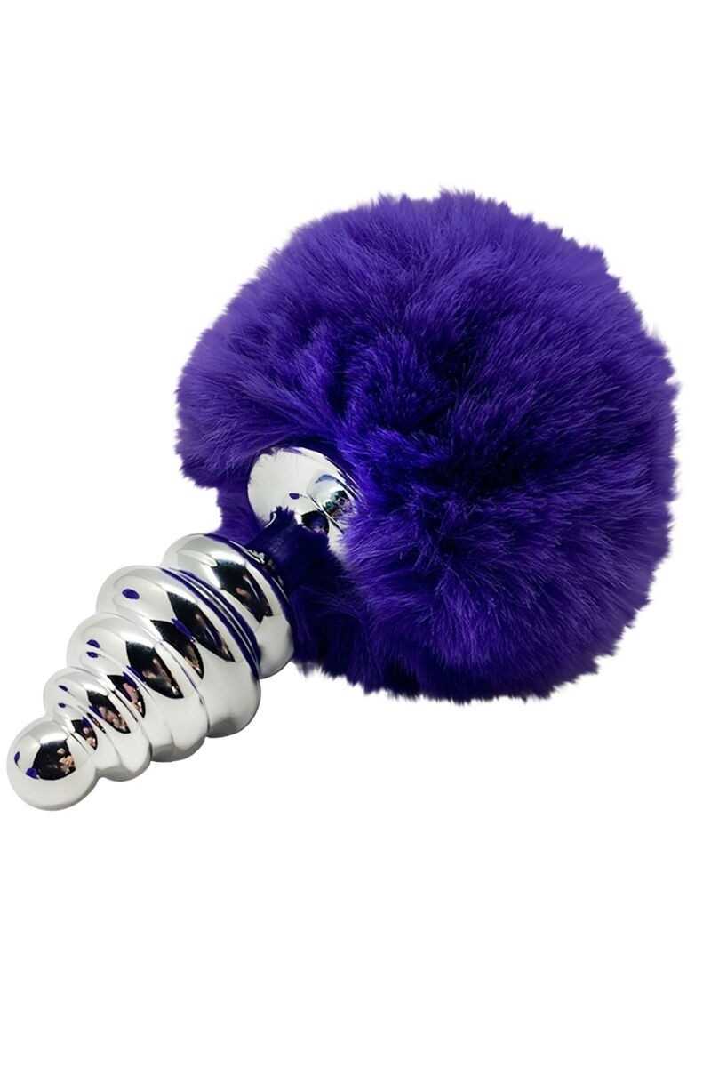 Plug anale Metal Anal Fluffy Twist viola taglia L