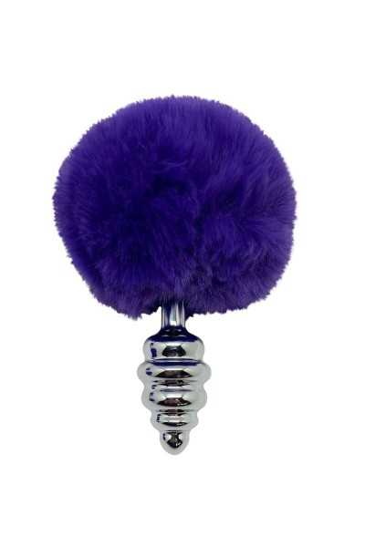 Plug anale Metal Anal Fluffy Twist viola taglia L