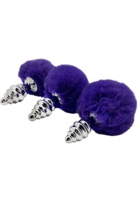 Plug anale Metal Anal Fluffy Twist viola taglia L