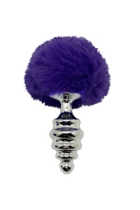 Plug anale Metal Anal Fluffy Twist viola taglia L