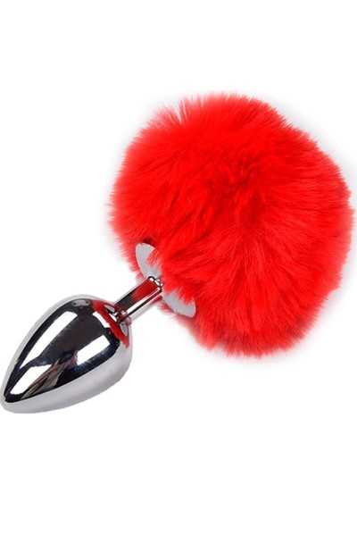 Plug anale Metal Anal Fluffy rosso taglia M