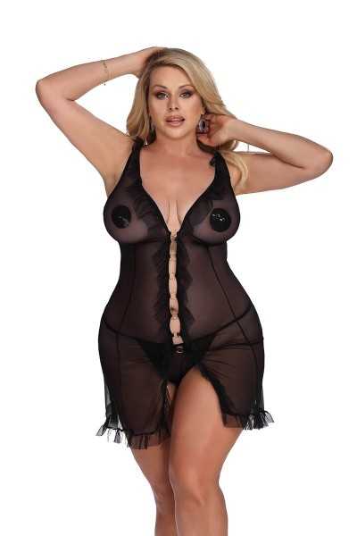 Chemise in tulle nero Dixie