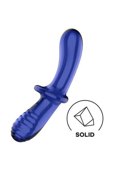 Dildo doppio in vetro blu Double Crystal