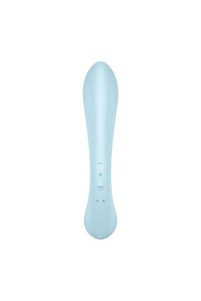 Vibratore rabbit con stimolatore wand Triple Oh azzurro