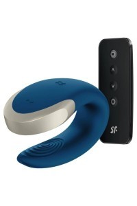 Vibratore per coppia con app e telecomando Double Love Luxury blu - Satisfyer