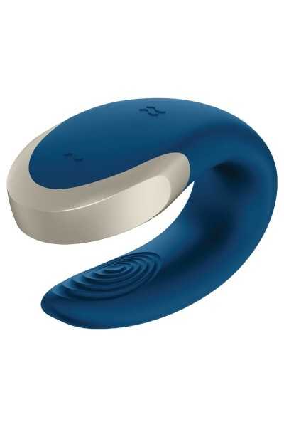 Vibratore per coppia con app e telecomando Double Love Luxury blu - Satisfyer