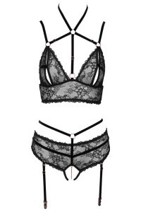 Set intimo in pizzo e velluto con catene