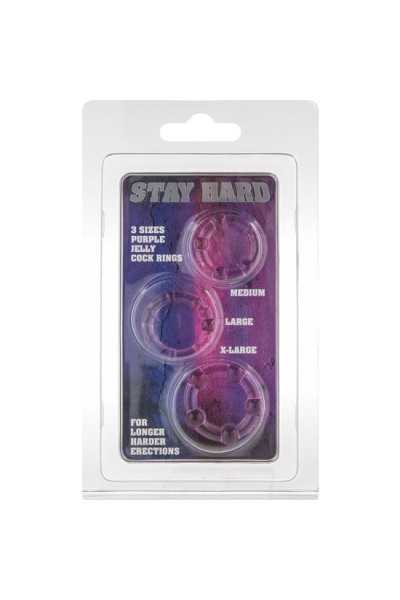 Kit 3 anelli fallici Stay Hard viola