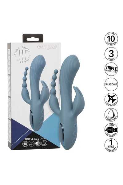 Vibratore rabbit Triple Ecstasy grigio