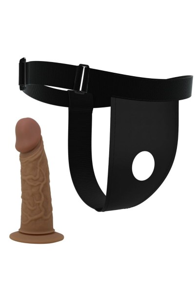 Imbracatura a slip con dildo marrone Houston