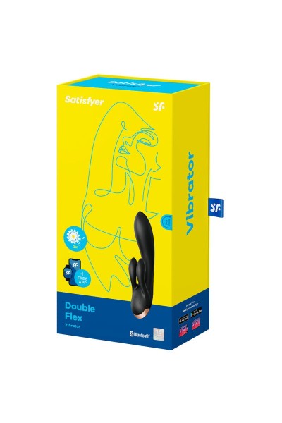 Vibratore rabbit con app Double Flex nero