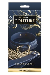 Collare e guinzaglio blu Bondage Couture