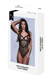 Body in pizzo nero con coppe aperte