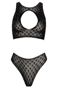 Top e slip elasticizzato con strass