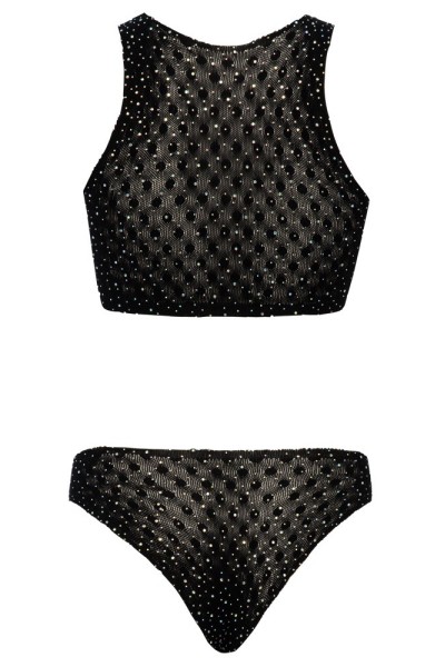 Top e slip elasticizzato con strass