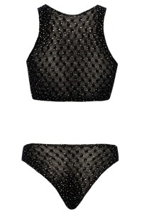 Top e slip elasticizzato con strass