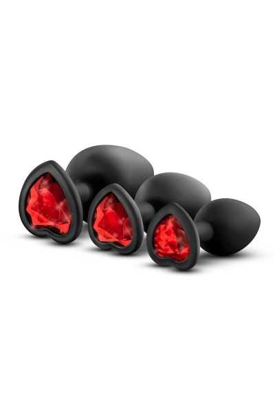 Kit 3 plug con gemma a cuore rosso anali Luxe Bling