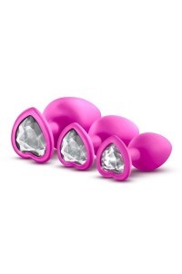 Kit 3 plug anali rosa con gemma trasparente Luxe Bling