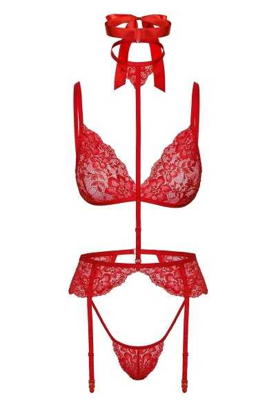 Completo bondage rosso 5 pezzi Lace Kiss 243