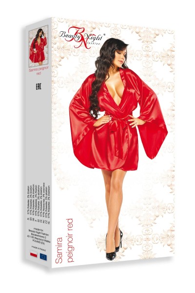 Vestaglia a kimono in raso rosso Samira