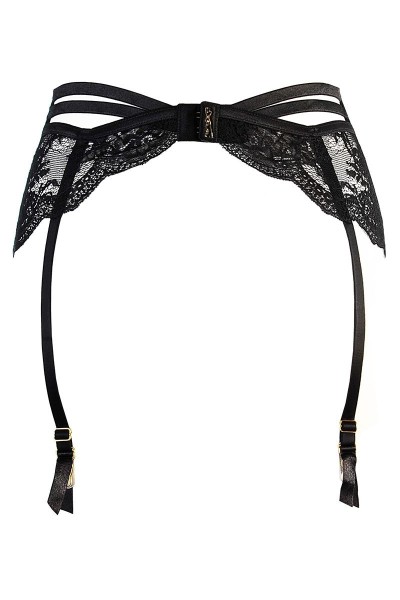 Cintura reggicalze in tulle e pizzo nero V-10712