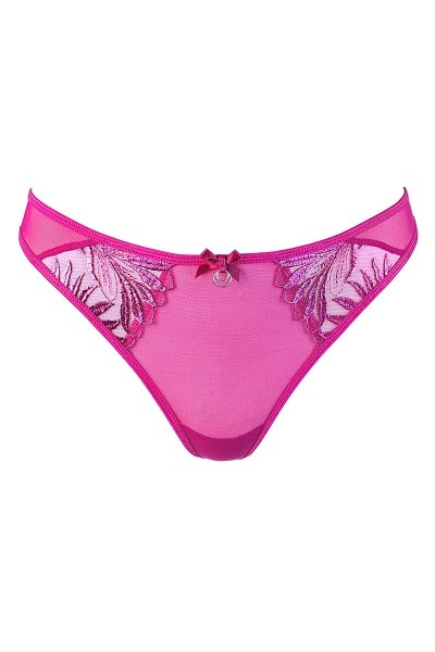 Perizoma rosa in tulle e ricami