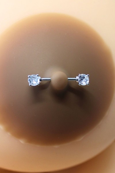 Copricapezzoli piercing a barra con diamanti finti