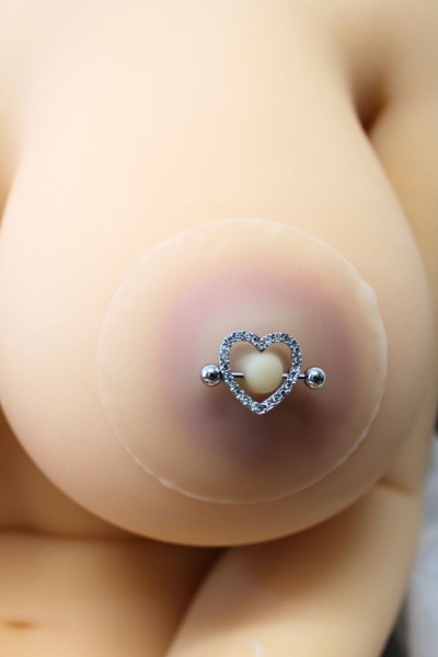 Copricapezzoli piercing a forma di cuore con diamanti finti