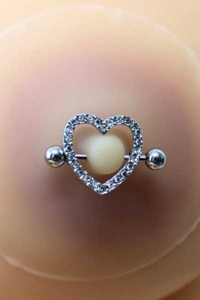 Copricapezzoli piercing a forma di cuore con diamanti finti