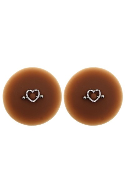 Copricapezzoli piercing a forma di cuore con diamanti finti