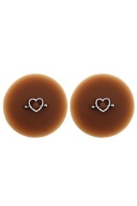Copricapezzoli piercing a forma di cuore con diamanti finti