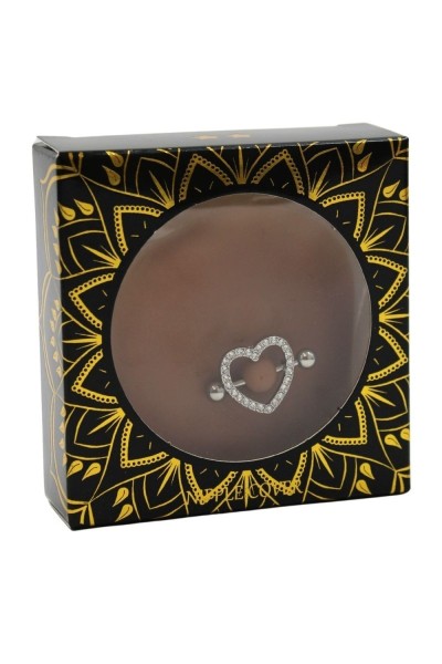 Copricapezzoli piercing a forma di cuore con diamanti finti
