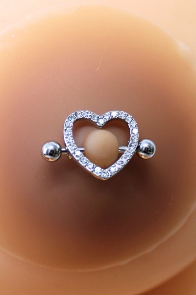 Copricapezzoli piercing a forma di cuore con diamanti finti