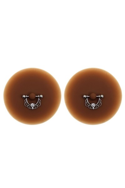 Copricapezzoli piercing mezzo anello con diamante finto