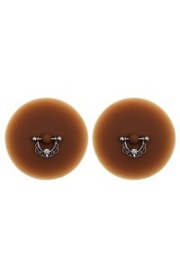 Copricapezzoli piercing mezzo anello con diamante finto