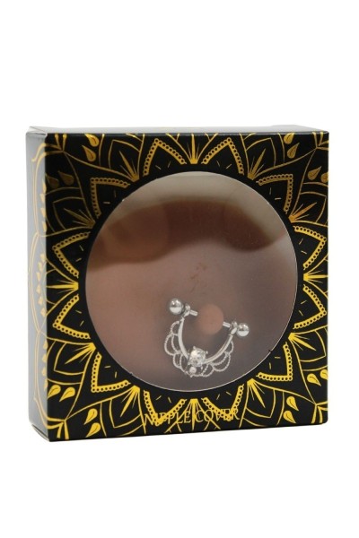 Copricapezzoli piercing mezzo anello con diamante finto