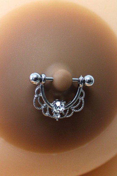 Copricapezzoli piercing mezzo anello con diamante finto