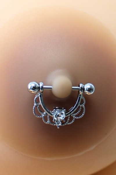 Copricapezzoli piercing mezzo anello con diamante finto