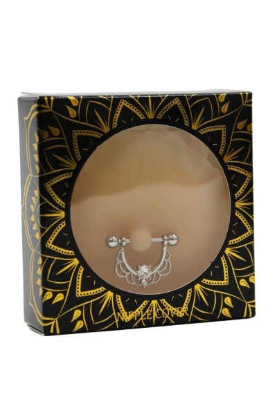 Copricapezzoli piercing mezzo anello con diamante finto