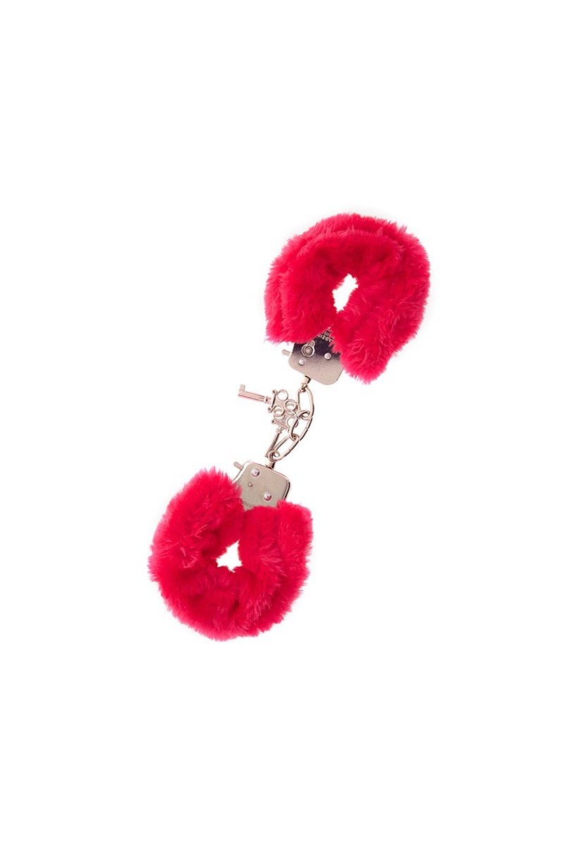 Manette in metallo con peluche rosso Manette in metallo con peluche rosso