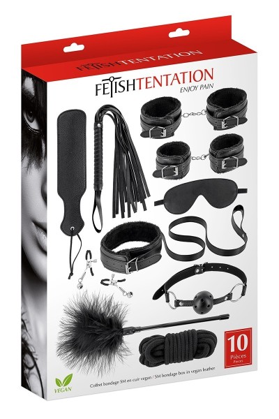 Kit BDSM 10 pezzi in pelle vegana